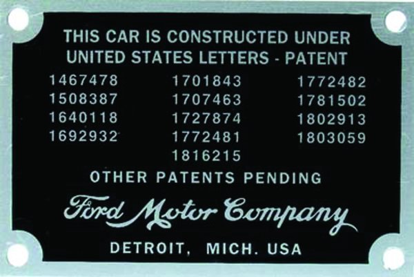 Vintique Inc Firewall Patent Number Plates (Suit 1932-34 Ford) (VI40-18650)