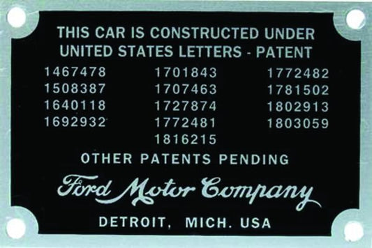 Vintique Inc Firewall Patent Number Plates (Suit 1932-34 Ford) (VI40-18650)
