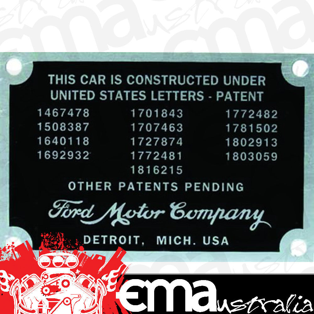 Vintique Inc Firewall Patent Number Plates (Suit 1932-34 Ford) (VI40-18650)