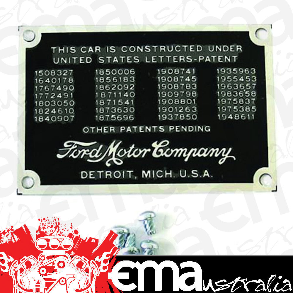 Vintique Inc Firewall Patent Number Plates (Suit 1935-36 Ford) (VI48-18650)