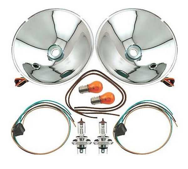 Vintique Inc 12V Halogen Headlight Reflector Kit With Turn Signal (Suit 1935-36 Ford Car & 1935-39 Ford Pickup) (VI4813027QK12TS)