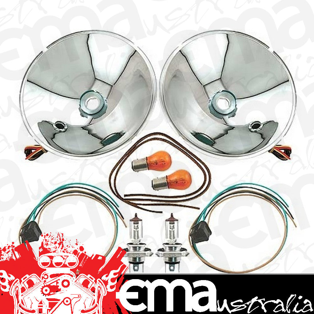 Vintique Inc 12V Halogen Headlight Reflector Kit With Turn Signal (Suit 1935-36 Ford Car & 1935-39 Ford Pickup) (VI4813027QK12TS)