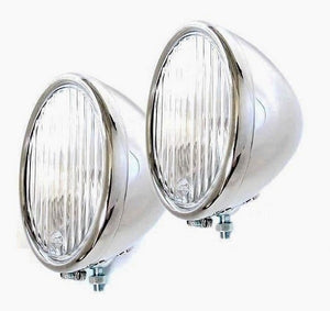 S/S Headlamps (Suit 1928-29 Ford, Fluted Lense, Halogen Globe With Turn Signal) (VIAR-13000AQSTS)