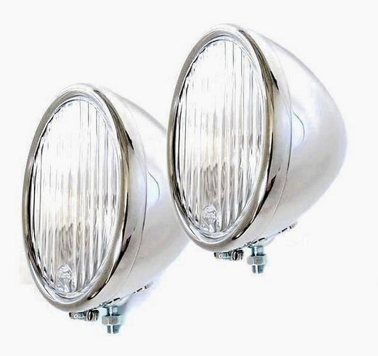 S/S Headlamps (Suit 1928-29 Ford, Fluted Lense, Halogen Globe With Turn Signal) (VIAR-13000AQSTS)
