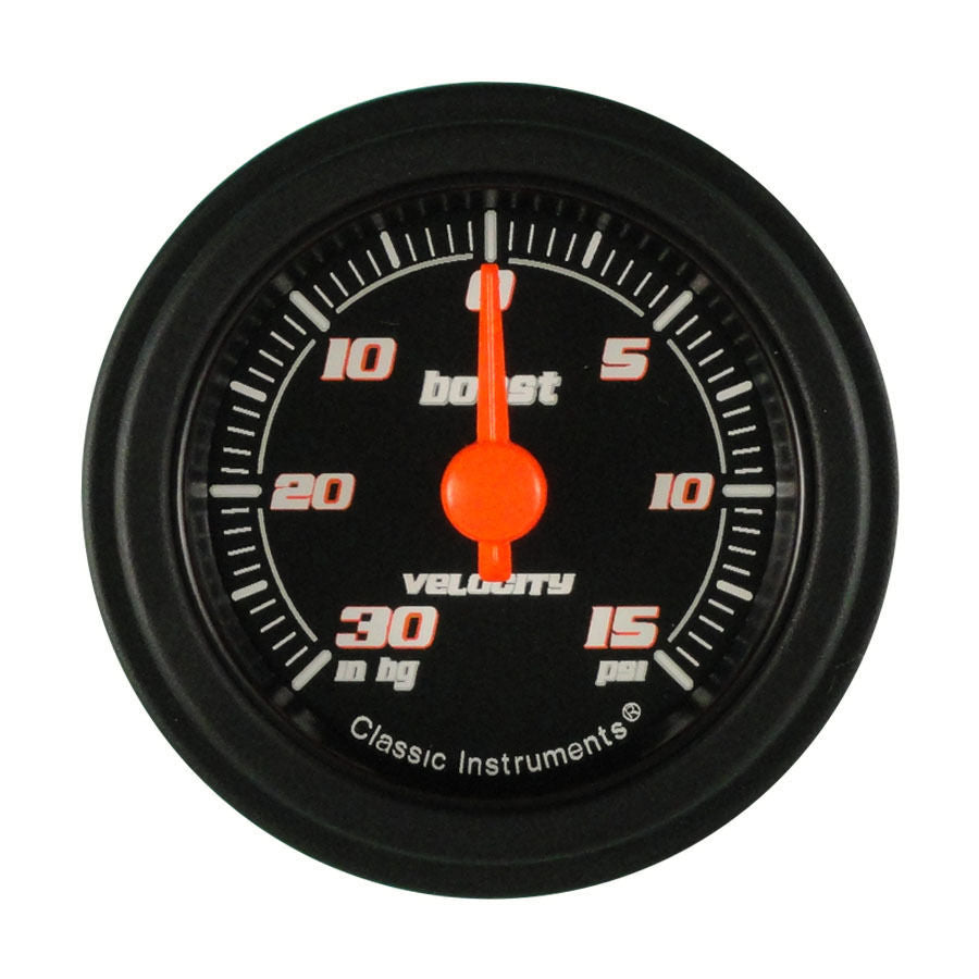 Classic Instruments VS08BBLF Velocity Black - Boost Gauge 2-1/8"