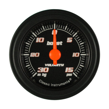 Classic Instruments VS08BBLF Velocity Black - Boost Gauge 2-1/8"