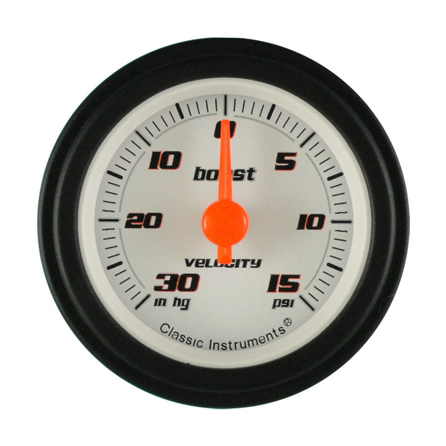 Classic Instruments VS08WBLF Velocity White - Boost Gauge 2-1/8"