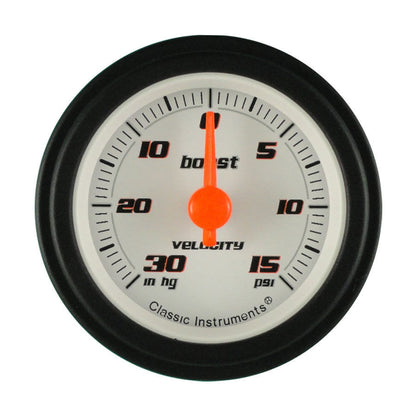 Classic Instruments VS08WBLF Velocity White - Boost Gauge 2-1/8"