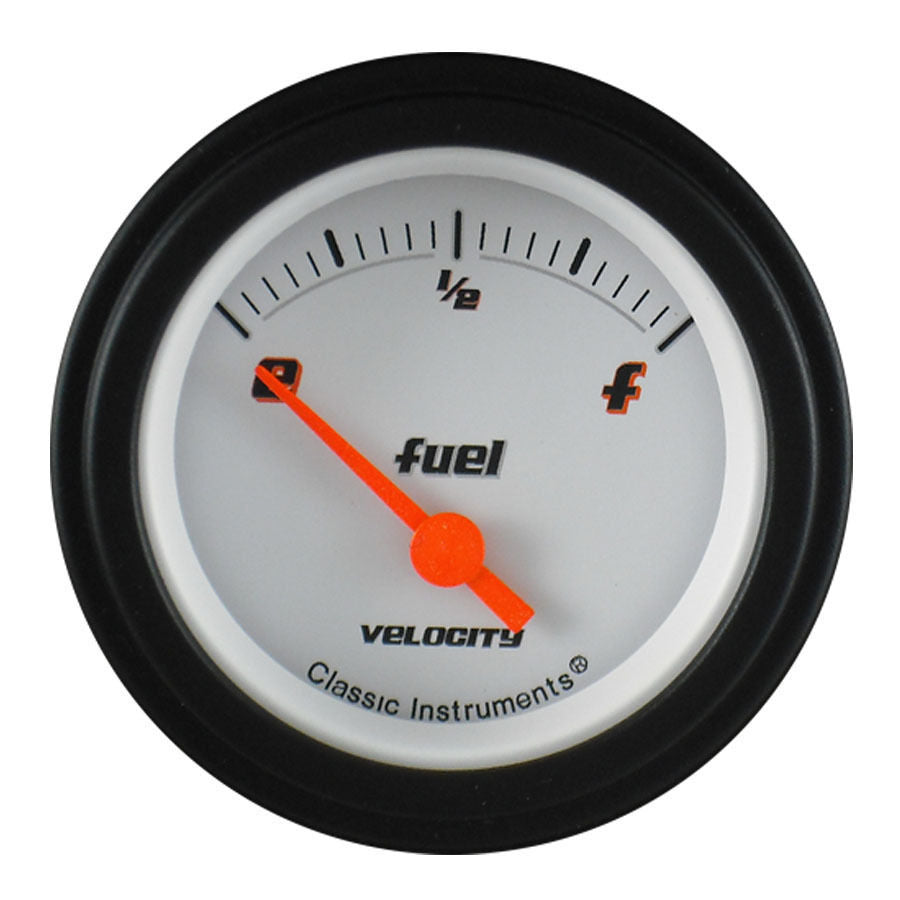 Classic Instruments VS09WBLF Velocity White - Fuel Gauge 240-33 OHM 2-1/8"
