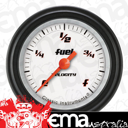 Classic Instruments VS109WBLF Velocity White - Programmable Fuel Gauge 2-1/8"