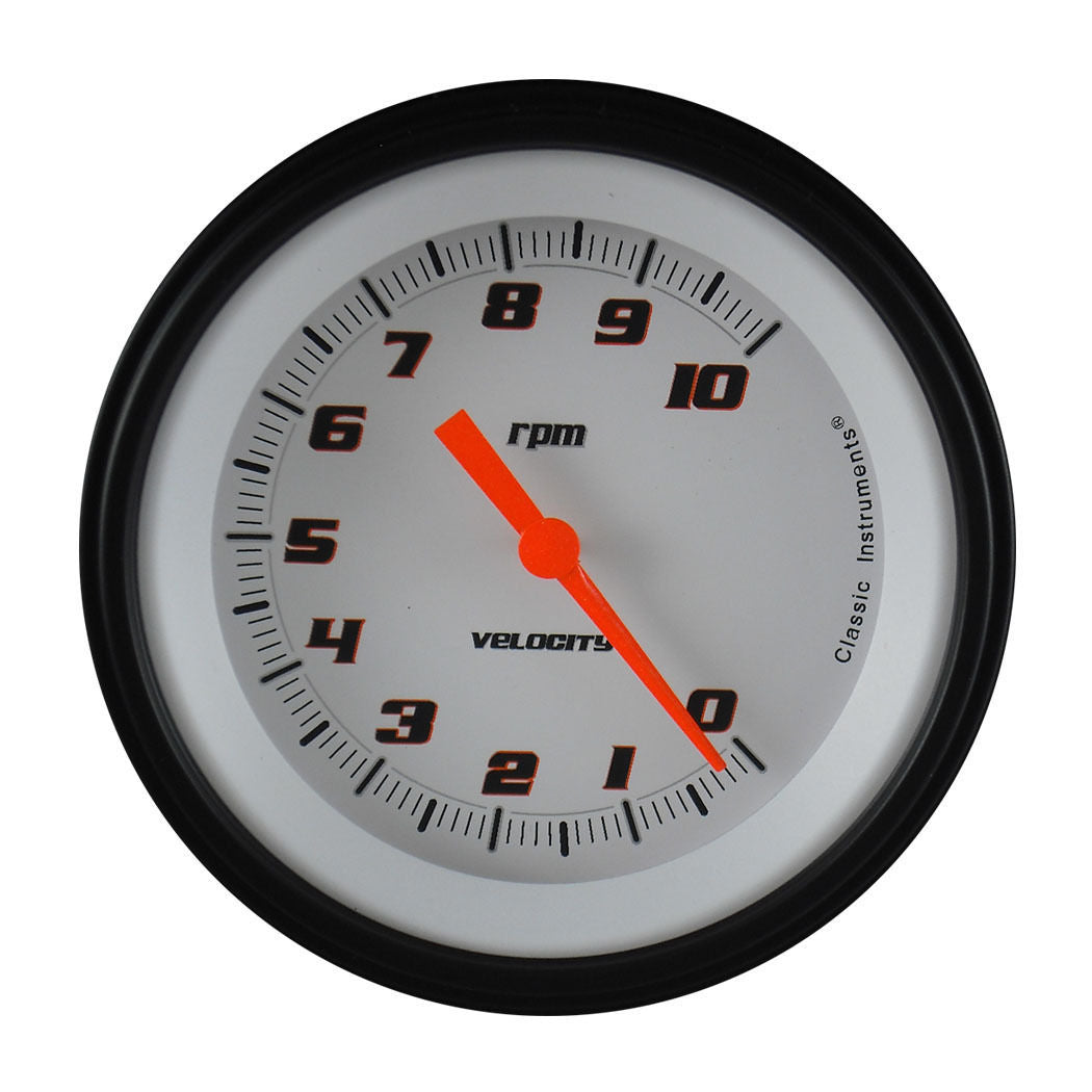 Classic Instruments VS10WBLF Velocity White - Tachometer 10K RPM 3-3/8"