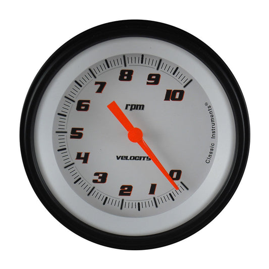 Classic Instruments VS10WBLF Velocity White - Tachometer 10K RPM 3-3/8"