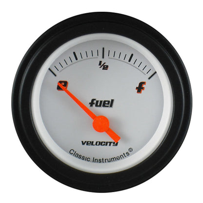 Classic Instruments VS12WBLF Velocity White - Fuel Gauge 0-90 OHM 2-1/8"
