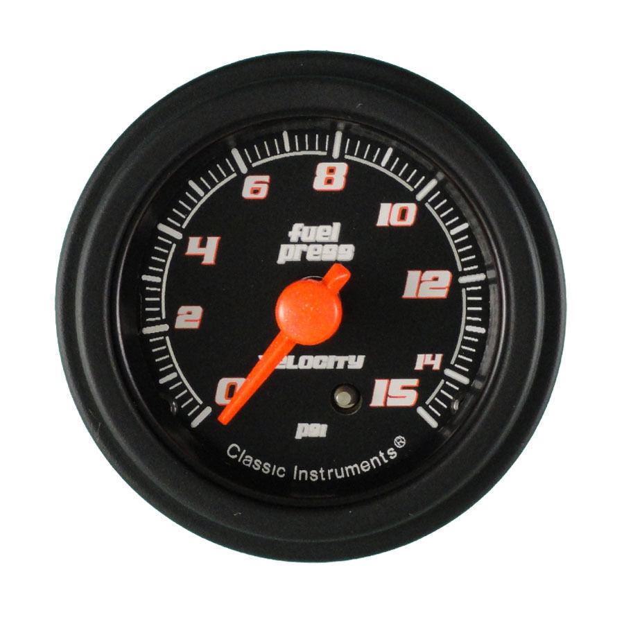 Classic Instruments VS15BBLF Velocity Black - Fuel Pressure Gauge 15 PSI 2-1/8"