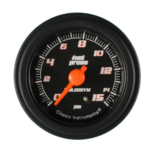 Classic Instruments VS15BBLF Velocity Black - Fuel Pressure Gauge 15 PSI 2-1/8"