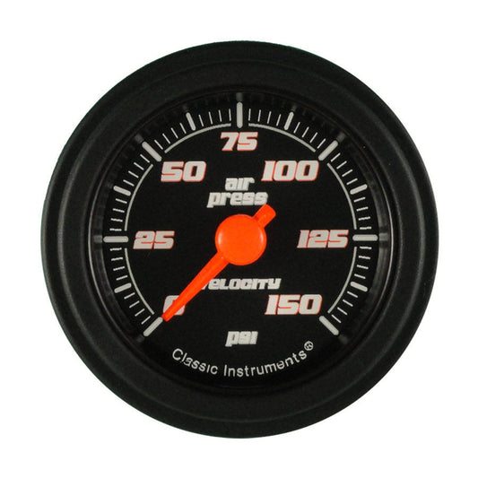 Classic Instruments VS16BBLF Velocity Black - Air Pressure Gauge 2-1/8"
