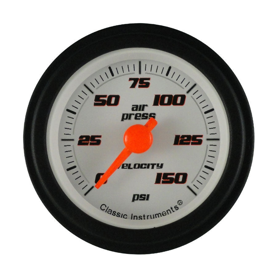 Classic Instruments VS16WBLF Velocity White - Air Pressure Gauge 2-1/8"