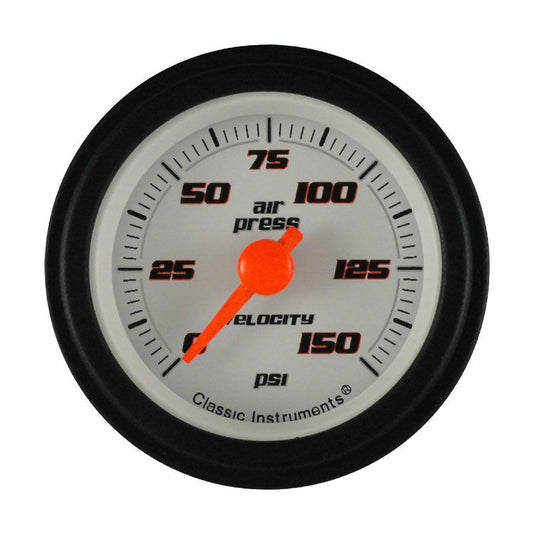 Classic Instruments VS16WBLF Velocity White - Air Pressure Gauge 2-1/8"