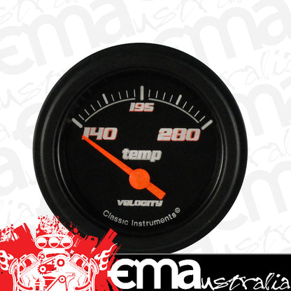Classic Instruments VS26BBLF Velocity Black - Water Temp Gauge 2-1/6"