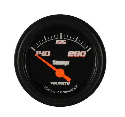 Classic Instruments VS26BBLF Velocity Black - Water Temp Gauge 2-1/6"