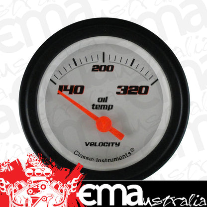 Classic Instruments VS28WBLF Velocity White - Oil Temp Gauge 2-1/6"