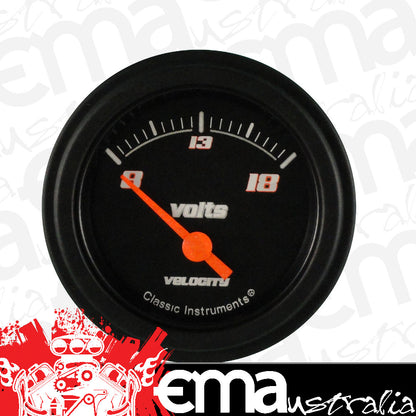 Classic Instruments VS30BBLF Velocity Black - Volt Gauge 2-1/8"