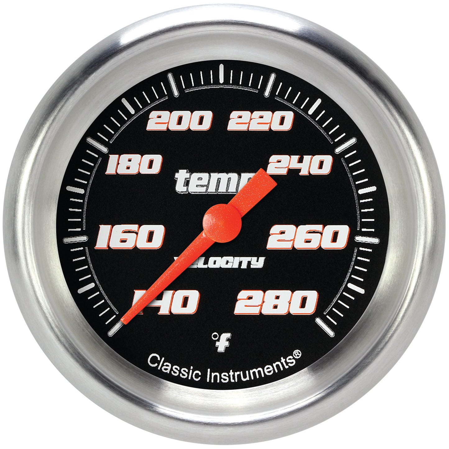 Classic Instruments VS326BAPF Velocity Black - Water Temp Gauge Full Sweep 2-5/8"