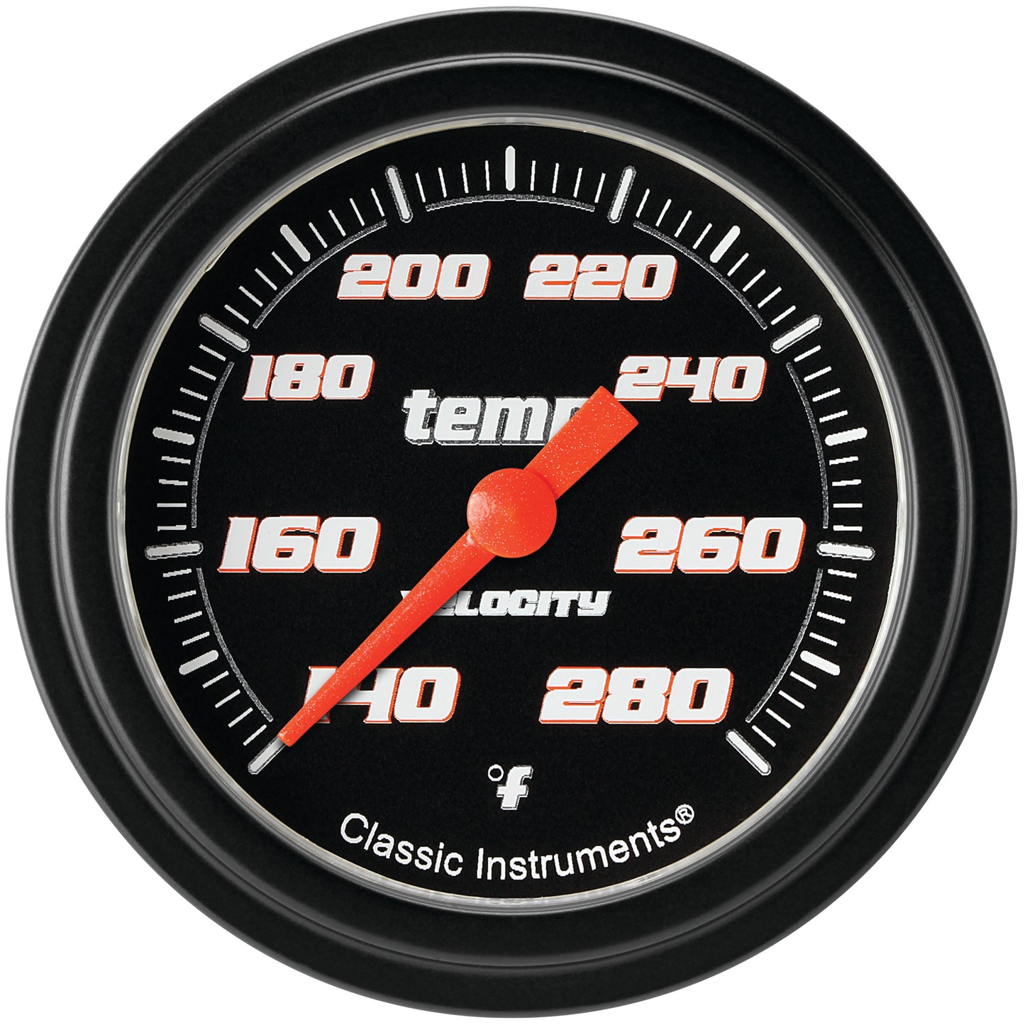 Classic Instruments VS326BBLF Velocity Black - Water Temp Gauge Full Sweep 2-5/8"