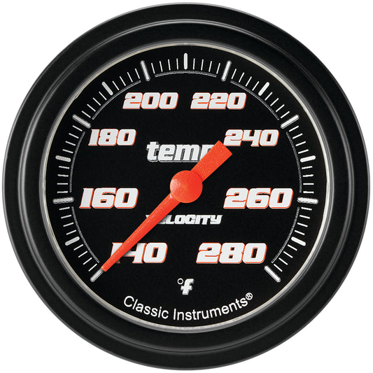 Classic Instruments VS326BBLF Velocity Black - Water Temp Gauge Full Sweep 2-5/8"