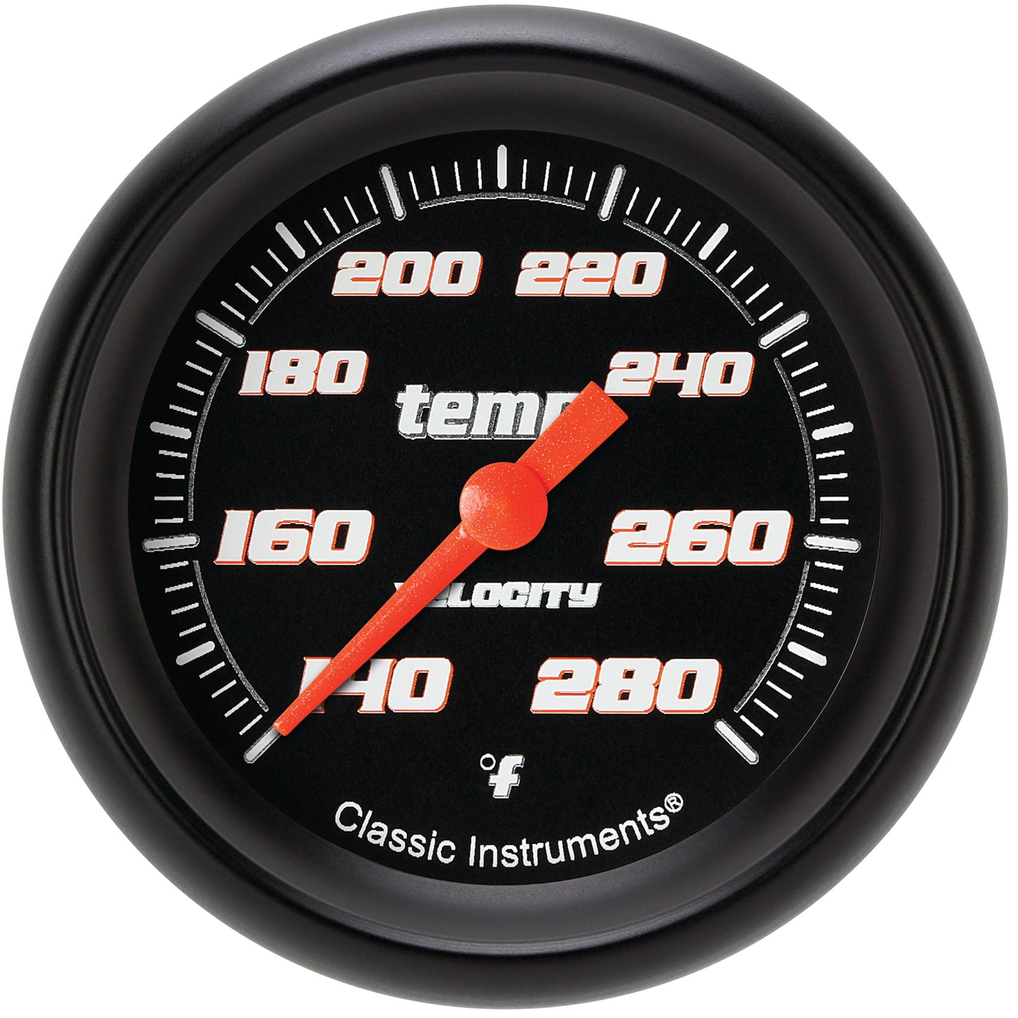 Classic Instruments VS326BBPF Velocity Black - Water Temp Gauge Full Sweep 2-5/8"