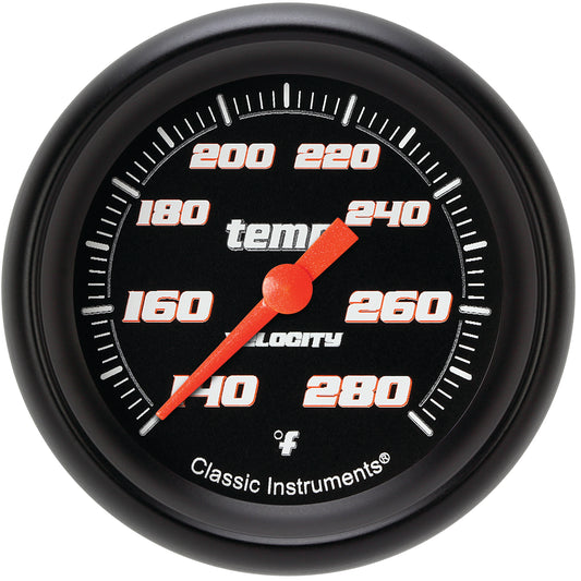 Classic Instruments VS326BBPF Velocity Black - Water Temp Gauge Full Sweep 2-5/8"