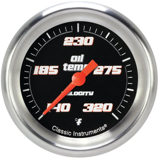 Classic Instruments VS328BAPF Velocity Black 2 5/8" Oil Temperature Gauge