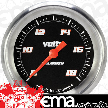 Classic Instruments VS330BAPF Velocity Black2 5/8" Voltage Gauge