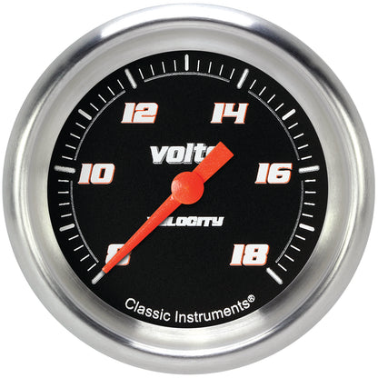 Classic Instruments VS330BAPF Velocity Black2 5/8" Voltage Gauge