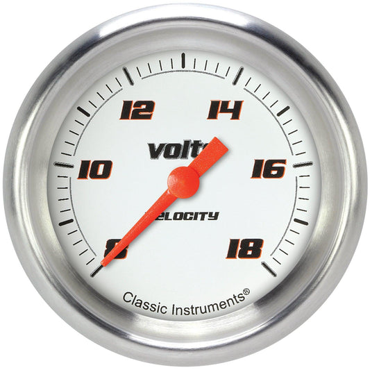 Classic Instruments VS330WAPF Velocity White 2 5/8" Voltage Gauge