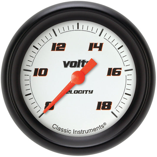 Classic Instruments VS330WBPF Velocity White 2 5/8" Voltage Gauge