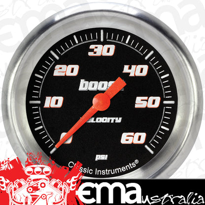 Classic Instruments VS343BAPF Velocity Black 2 5/8" Boost Gauge, 60 psi