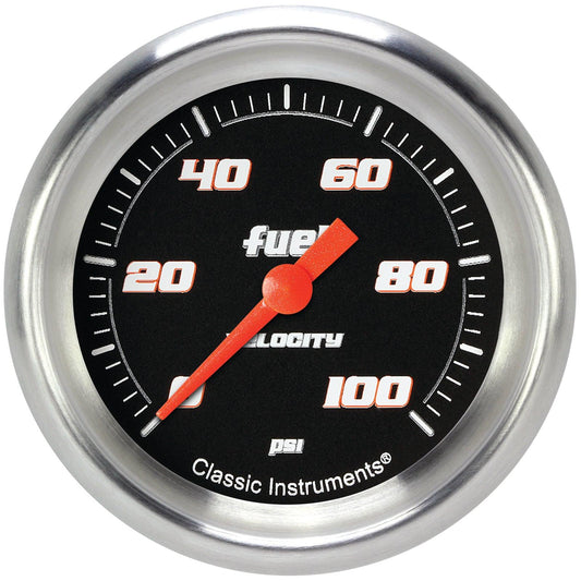 Classic Instruments VS346BAPF Velocity Black 2 5/8" Fuel Pressure Gauge, 100 p