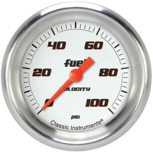 Classic Instruments VS346WAPF Velocity White 2 5/8" Fuel Pressure Gauge, 100 p