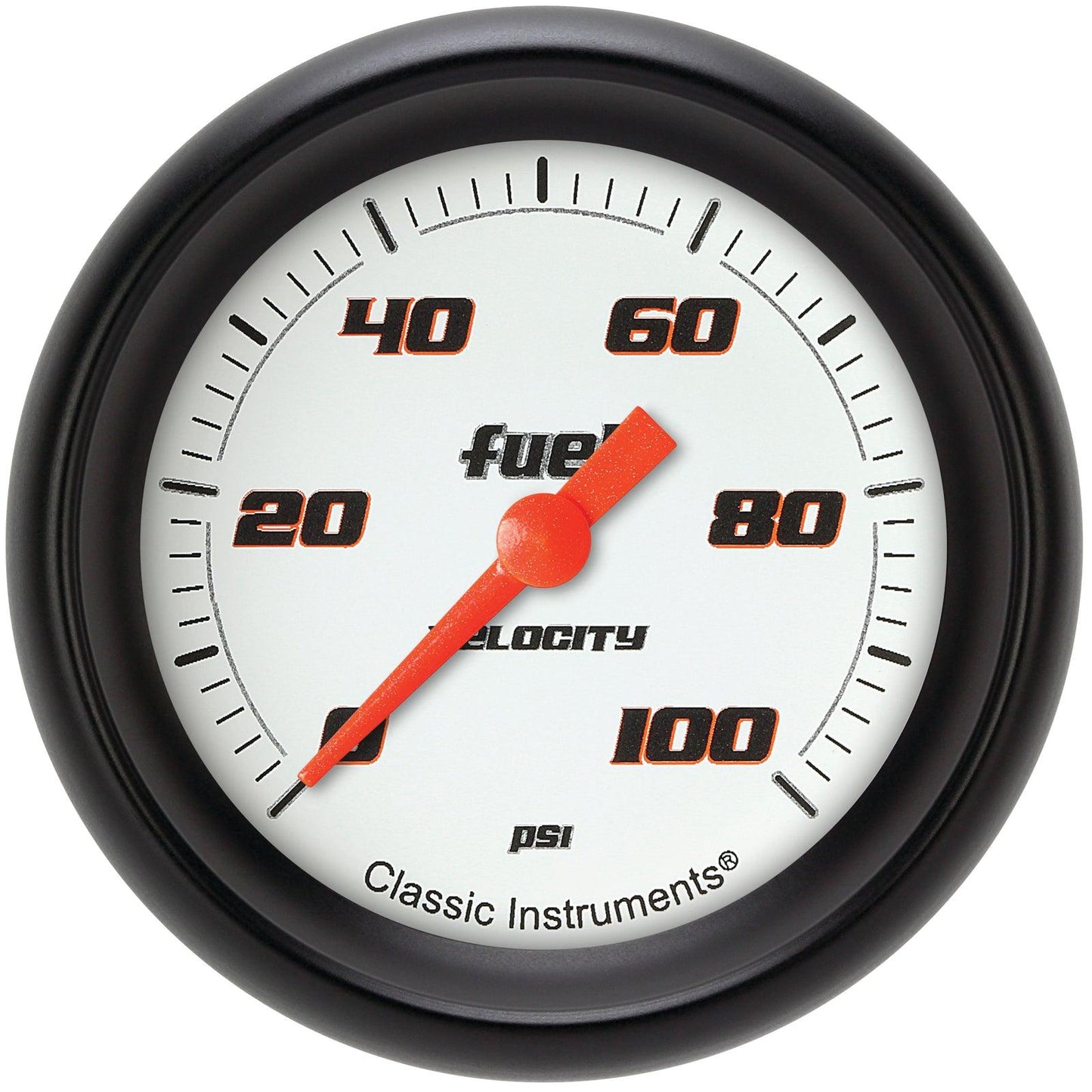 Classic Instruments VS346WBPF Velocity White 2 5/8" Fuel Pressure Gauge, 100 p