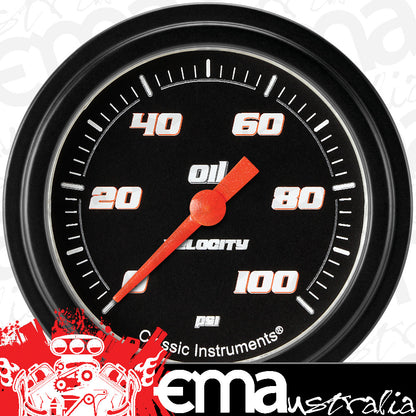 Classic Instruments VS381BBLF Velocity Black 2 5/8" Oil Pressure Gauge