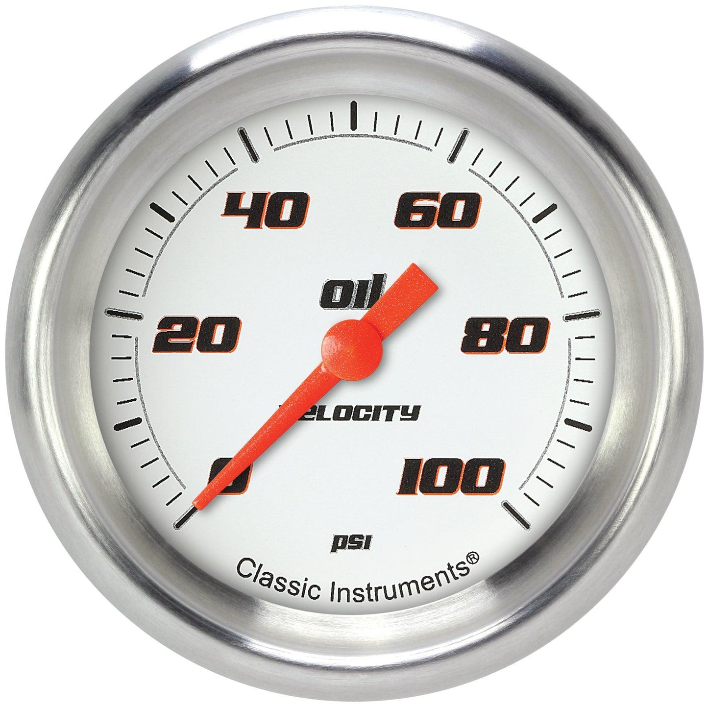 Classic Instruments VS381WAPF Velocity White 2 5/8" Oil Pressure Gauge