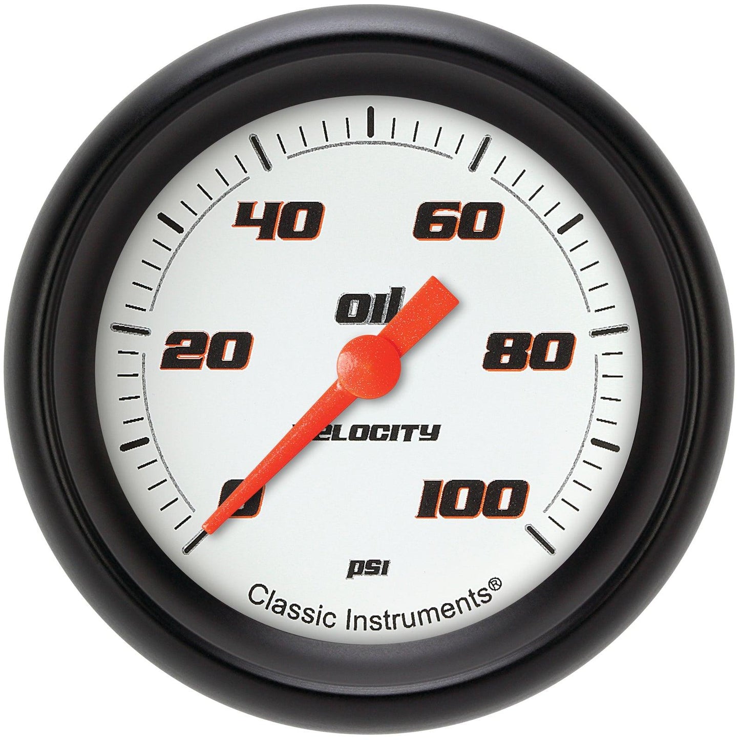 Classic Instruments VS381WBPF Velocity White 2 5/8" Oil Pressure Gauge