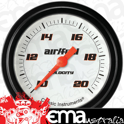 Classic Instruments VS394WBLF Velocity White 2 5/8" Air Fuel Ratio Gauge