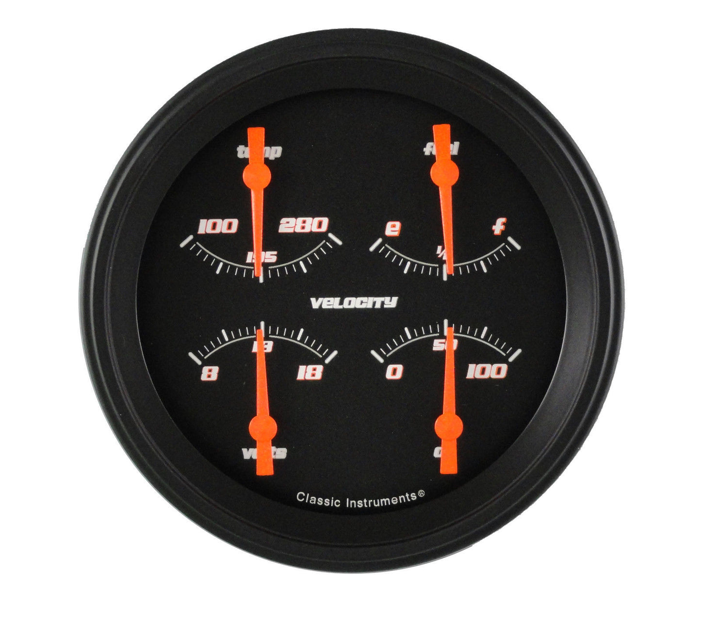 Classic Instruments VS75BBLF Velocity Black - Quad Gauge 4-5/8" (240-33 OHM)