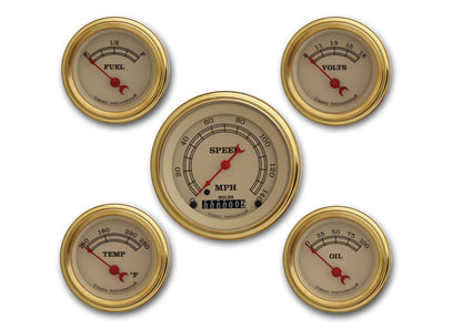 Classic Instruments VT00GLF Vintage - 5 Gauge Set 3-3/8" Speedo, 2-1/18" Fuel, Oil, Temp, Volts