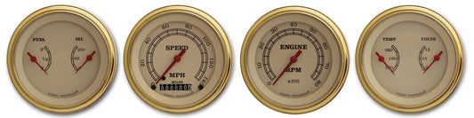 Classic Instruments VT05GLF Vintage - 4 Gauge Set 3-3/8" Speedo, Tacho & 2x Dual