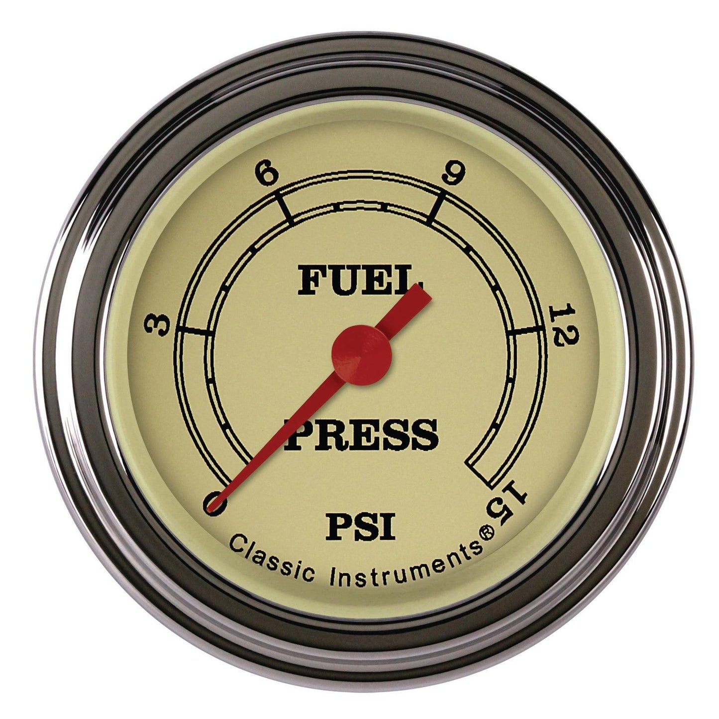 Classic Instruments VT145SLF Vintage 2-1/8" Fuel Pressure Gauge, 15 psi