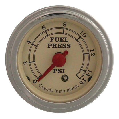 Classic Instruments VT15SLF Vintage - Fuel Pressure Gauge 15 PSI 2-1/8"