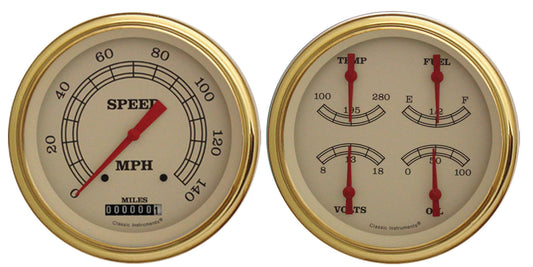Classic Instruments VT52GLF Vintage Two Gauge Set w/ Gold Bezels